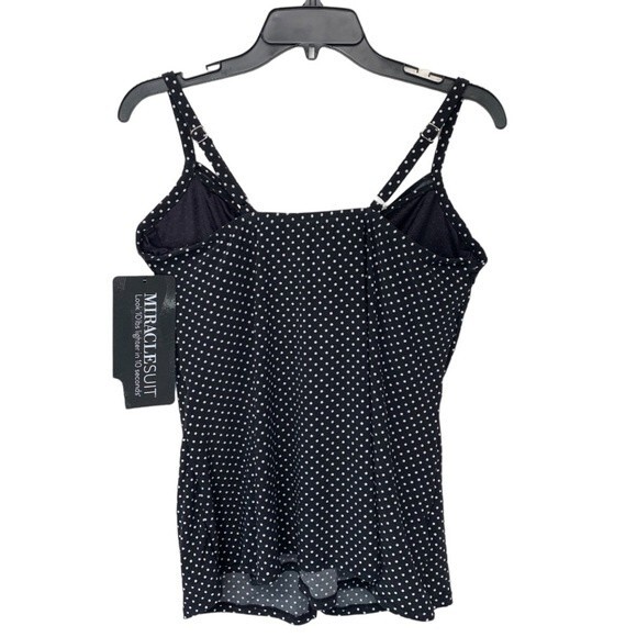 NWT Miraclesuit | Black White Polkadot Pin Point Roswell Tankini Top 10 - Picture 6 of 7
